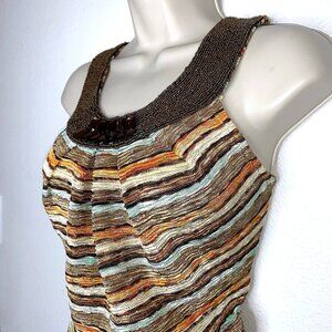 Y2K Southwest BEADED & Gemstone BODY CENTRAL Knit Babydoll TANK TOP Small